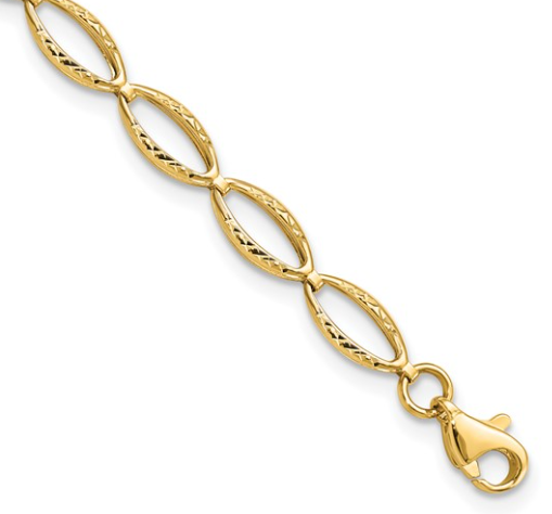 10LF659-7 10K Yellow Gold 7Inch Polished & Diamond Cut Bracelet 0