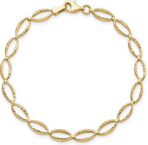 10LF659-7 10K Yellow Gold 7Inch Polished & Diamond Cut Bracelet 0