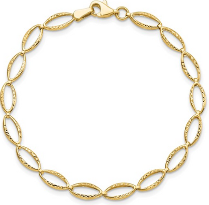 10LF659-7 10K Yellow Gold 7Inch Polished & Diamond Cut Bracelet 0