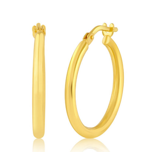14A-532 14K YG Filled 2X20 Polished Hoop Earrings 0