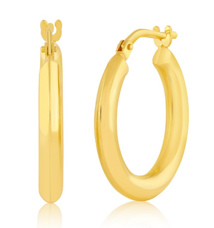 14A-535 14K YG Filled 3X20mm Hoop Earrings 0
