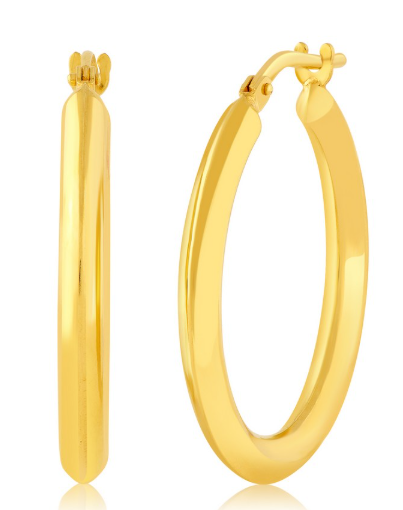 14A-537 14K YG Filled 3X25mm Hoop Earrings 0
