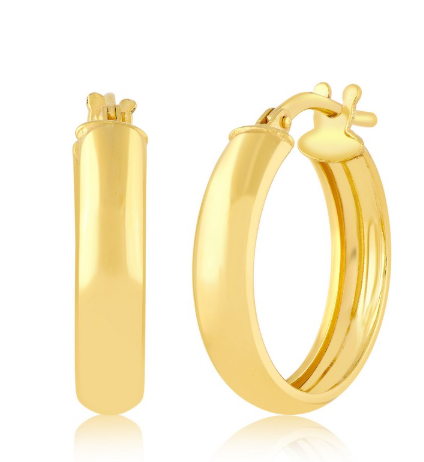 14A-551 14K YG Filled 4X18mm Hoop Earrings 0