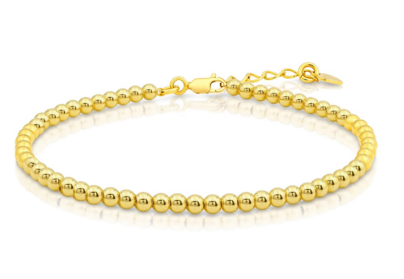 14T-846 14K YG Filled 3mm Beaded Bracelet 0