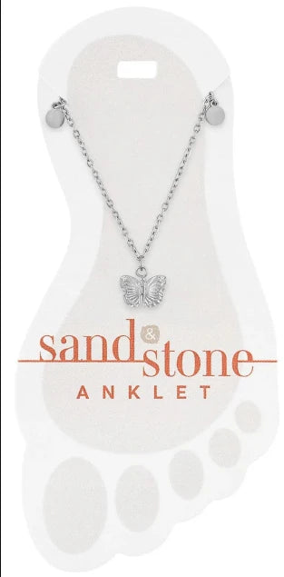 SS-ANKS30 Sand & Stone Silver Tone Silver Tone Butterfly Dangle