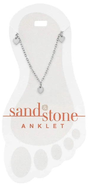 SS-ANKS24 Center Court Silver Tone Multi Heart Dangle Anklet