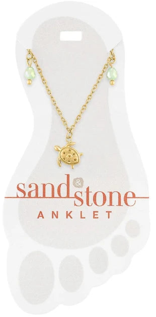 SS-ANKG35 Center Court Gold Tone Turtle Dangle Anklet