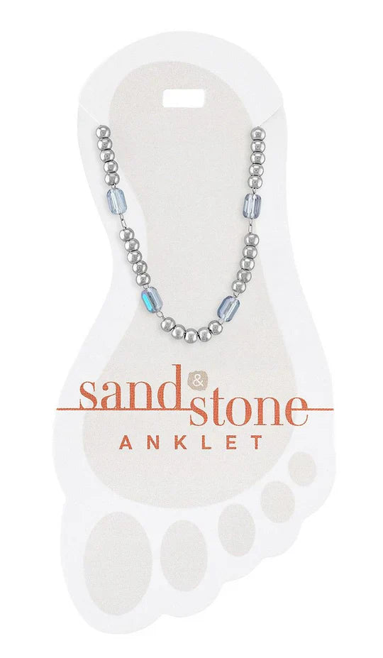 161965 Center Court Silver Tone Ball + Bead Chain Anklet