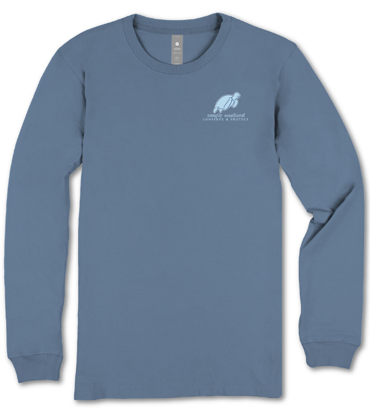 LS-TRACKT1-FLRBL-ICELAND Simply Southern Turtle Tracking Blue Short Sleeve T-Shirt