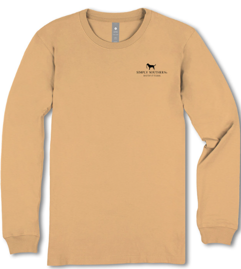 MN-LS-LAB-BISQUE Simply Southern Long Sleeve Lab in Sunglasses T-shirt Bisque
