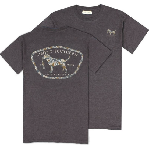 MN-SS-CAMODOG-IRONHTHR Simply Southern Camo Dog T-Shirt Iron Heather