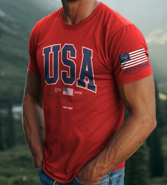 KHF5306 Kerusso Hold Fast USA Strong Short Sleeve T-Shirt Red