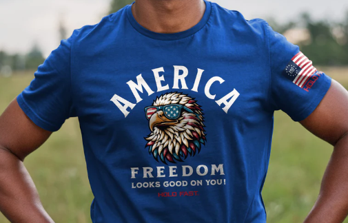 KHF5318 Kerusso Hold Fast American Eagle Short Sleeve T-Shirt Navy