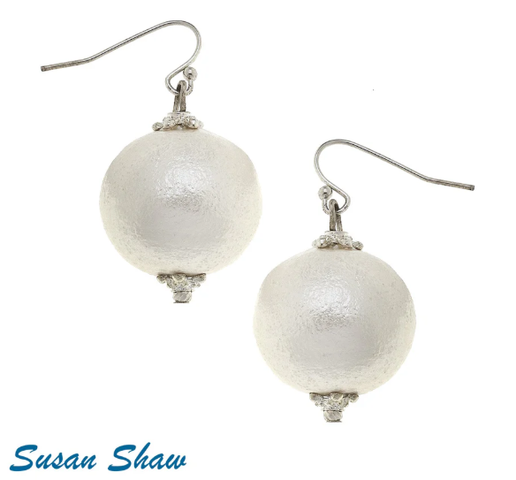 Susan Shaw Metal Plated Cotton Pearl Earrings