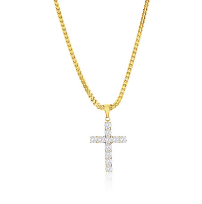 Gold Plated Sterling Silver CZ Cross Pendant