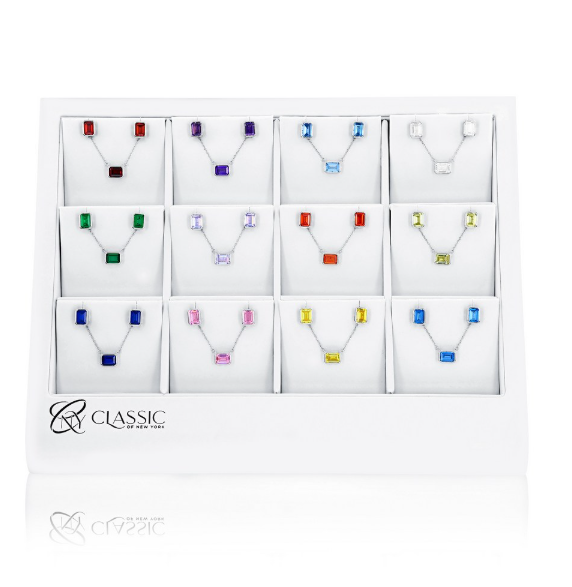 Col-188 D-9353 Sterling Silver Emerald Cut CZ Birthstone Stud Earrings 0
