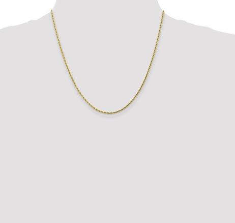 8001-20 10K Yellow Gold 1.75mm Diamond Cut Rope Chain - 20" 0