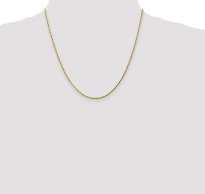 8001-20 10K Yellow Gold 1.75mm Diamond Cut Rope Chain - 20" 0