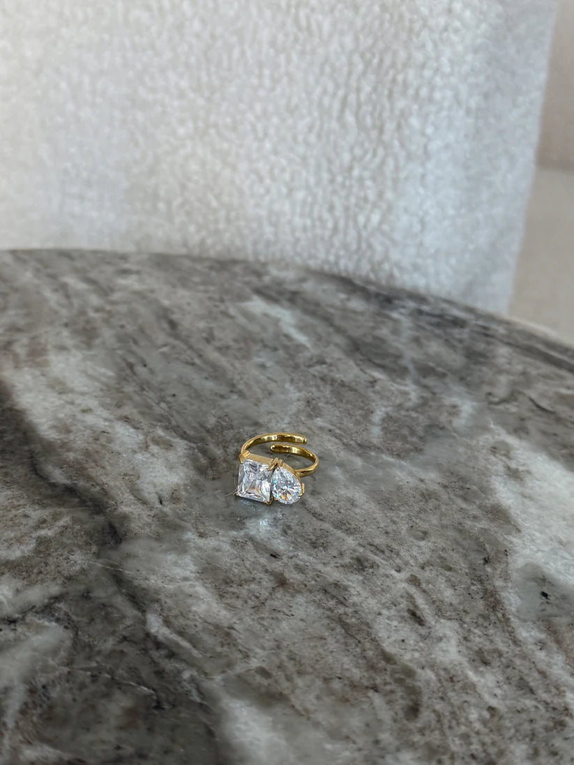 Chansuttpearls Christine Ring 18k Gold Plated Stainless Steel Adjustable Ring Water Resistant 0