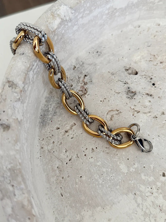 400023 Chansutt Pearls Margo Two Tone Bracelet 7-8 inches Waterproof 18k Plated Stainless Steel Water Resistant Lifetime Warranty