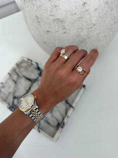 Chansuttpearls - The Hannah Ring Water Resistant 18K Gold Plated Stainless Steel 0