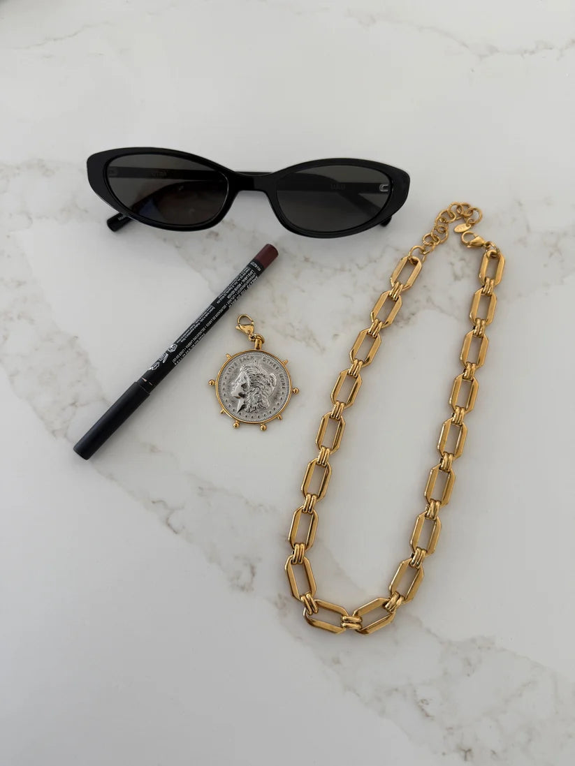 Chansuttpearls The Two Tone Coin Pendant 18k Gold Plated Stainless Steel Water Resistant 0
