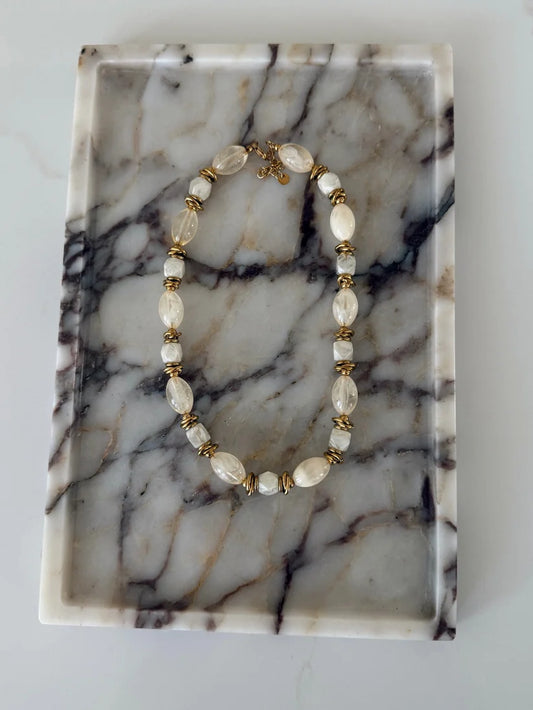 Cansuttpearls Piper Necklace 18k Gold Plated Stainless Steel Water Resistant 16-18" Long 0