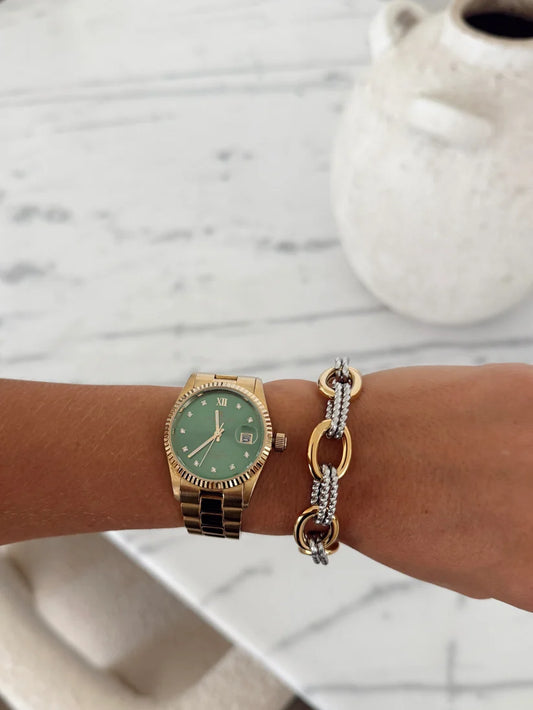 400023 Chansutt Pearls Margo Two Tone Bracelet 7-8 inches Waterproof 18k Plated Stainless Steel Water Resistant Lifetime Warranty
