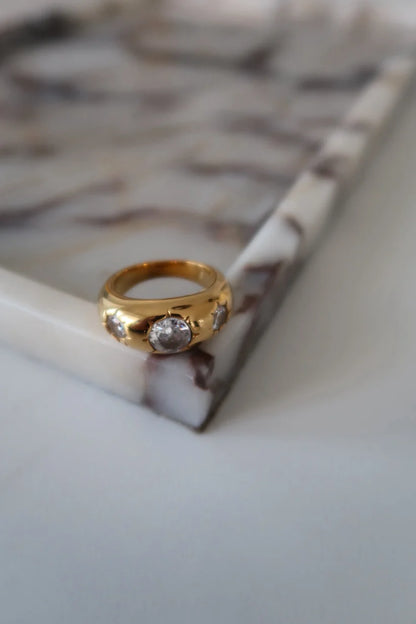 Chansuttpearls Shelby Ring 18k Gold Plated Stainless Steel Water Resistant 0
