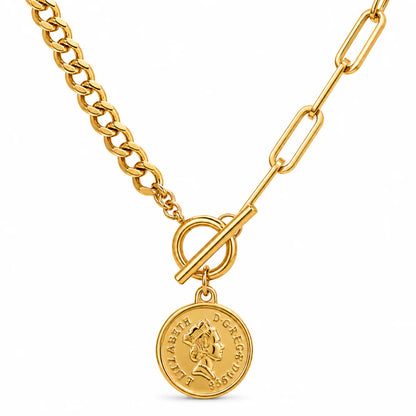 106 Ellie Vail Waterproof Gold-Plated Stainless-Steel Stacie-Toggle-Coin-Necklace