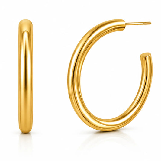 49 Ellie Vail Waterproof Gold-Plated Stainless-Steel Flora Large Hoop Earrings