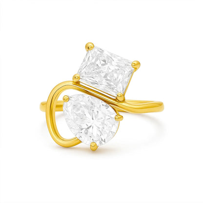 010 Ellie Vail Waterproof Gold-Plated Stainless-Steel Daria Toi Et Moi Ring