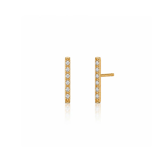 236 Ellie Vail Waterproof Gold-Plated Stainless-Steel Kiki Bar Stud CZ Earrings