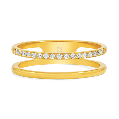222 Ellie Vail Waterproof Gold-Plated Stainless-Steel Tarryn Double Ring