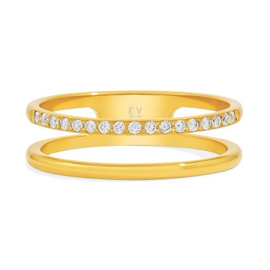 222 Ellie Vail Waterproof Gold-Plated Stainless-Steel Tarryn Double Ring