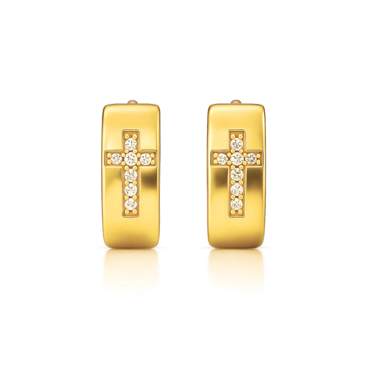 473 Ellie Vail Waterproof Gold-Plated Stainless-Steel Denali Cross Huggie Hoop Earrings