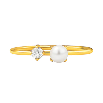 264 Ellie Vail Waterproof Gold-Plated Stainless-Steel Enza Pearl Stone Ring
