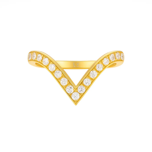 470 Ellie Vail Waterproof Gold-Plated Stainless-Steel Hadley Dainty Wishbone Ring