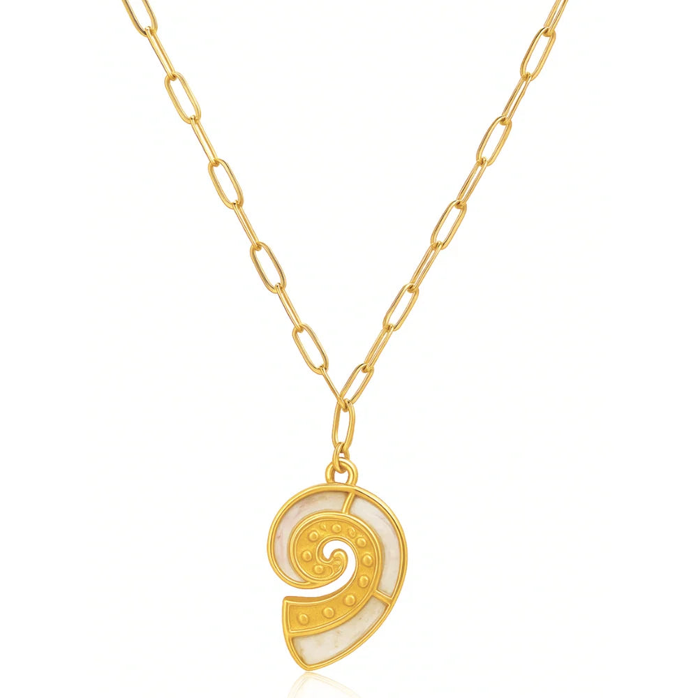 251 Ellie Vail Waterproof Gold-Plated Stainless-Steel Celenia Shell Pendant Necklace