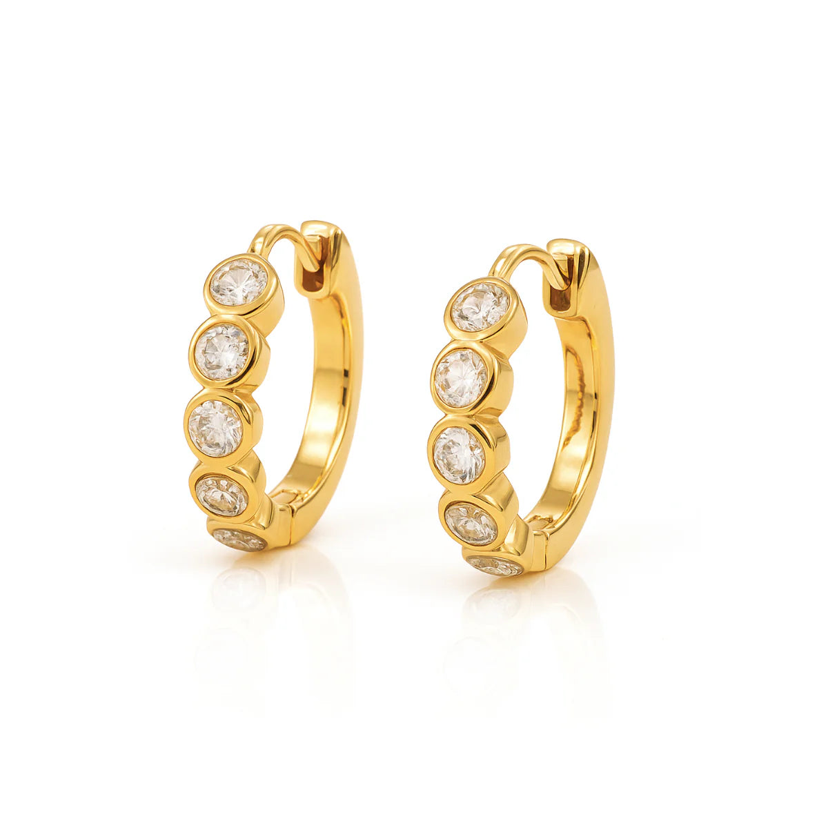 304 Ellie Vail Waterproof Gold-Plated Stainless-Steel Varra Bezel Mini Hoop Earrings