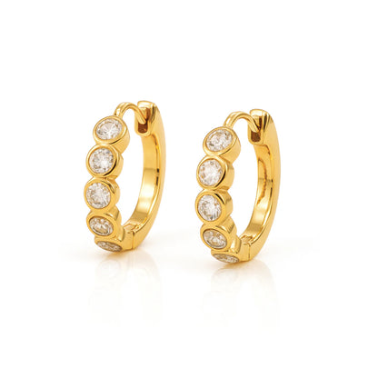 304 Ellie Vail Waterproof Gold-Plated Stainless-Steel Varra Bezel Mini Hoop Earrings