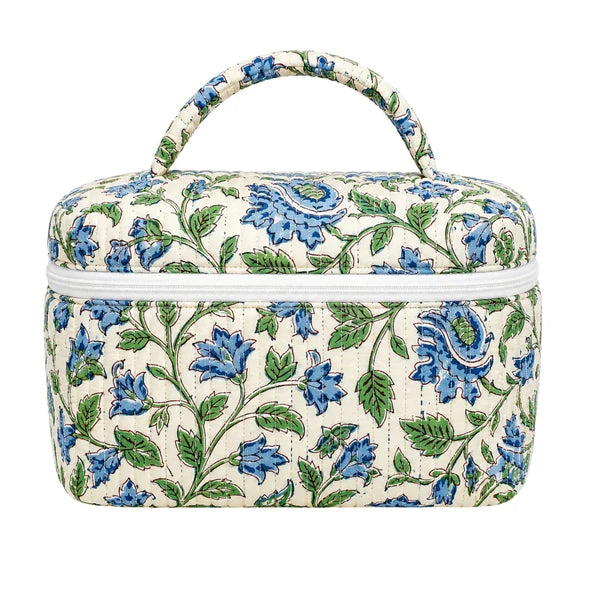 VB1236 Blue and Green Printed Quilted Vanity Bag 0