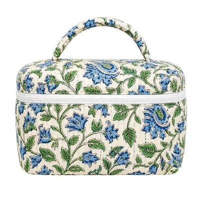 VB1236 Blue and Green Printed Quilted Vanity Bag 0