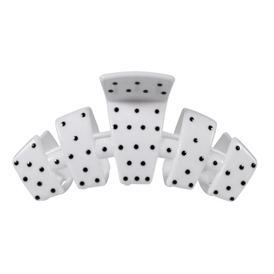 TT-CL01-268 Teleties Classic White Polka Dot Party Large Claw Clip 0