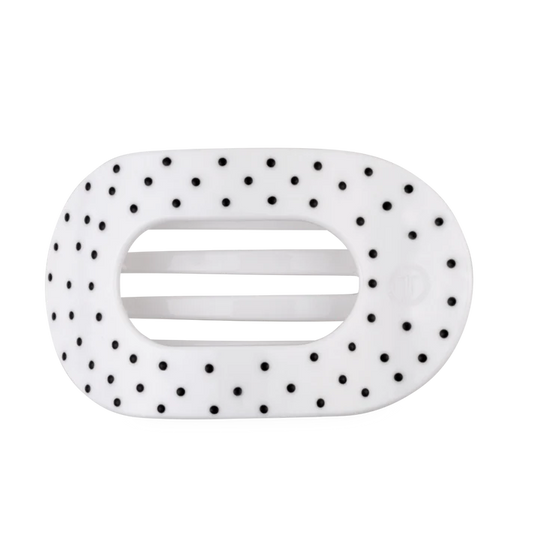 TT-FCL01-268 Teleties White Polka Dot Party Large Round Flat Clip 0