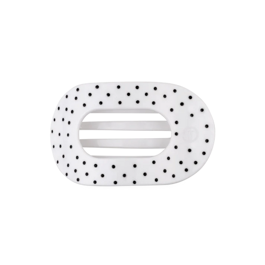 TT-FCM01-268 Teleties White Polka Dot Medium Flat Round Clip 0