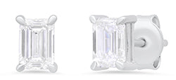 XE-1127-SS Sterling Silver Lab Grown Emerald Cut Diamond Earrings