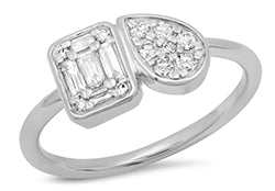 Ladies Sterling Silver 1/4 Ct. TW LAB Diamond Cluster Pear/Emerald Cut Ring Size 7