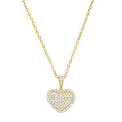 XP-1343-SS-YG Samuel Spil Ladies Sterling Silver .60 Ct. TW Moissanite Heart Necklace With 18" Chain