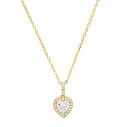 XP-1344-SS-YG Samuel Spil Ladies Sterling Silver 1.11 Ct. TW Moissanite Heart Pendant With 18" Chain